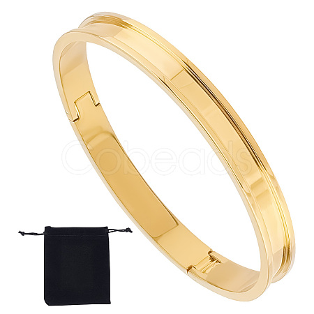 Unicraftale 1Pc Stainless Steel Grooved Bangles STAS-UN0042-50A-G-1
