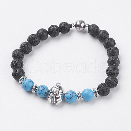 Natural Lava Rock Beads Stretch Bracelets BJEW-I241-16G-1