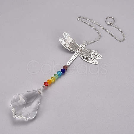 Crystal Ceiling Fan Pull Chains Chakra Hanging Pendants Prism AJEW-WH0021-30C-1