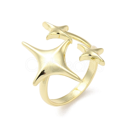 Brass Star Open Cuff Ring for Women RJEW-A042-01B-1