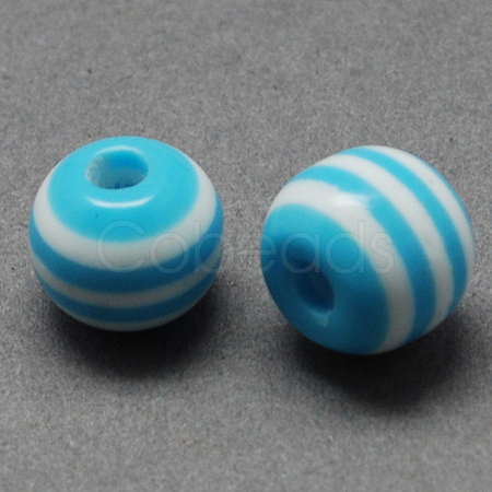 Round Striped Resin Beads RESI-R158-20mm-05-1