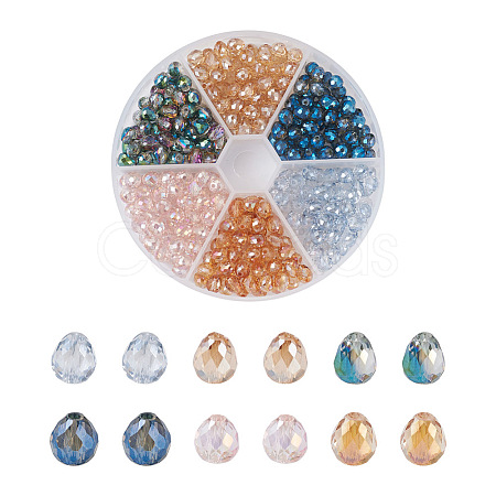 Crafans 360Pcs 6 Colors Electroplate Transparent Glass Beads Strands EGLA-CF0001-01-1