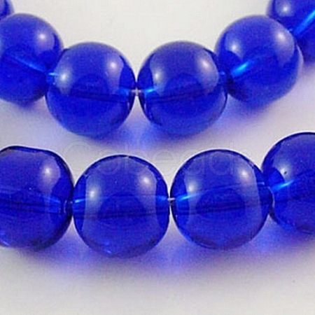 Blue Glass Round Beads Strands X-GR10mm25Y-1