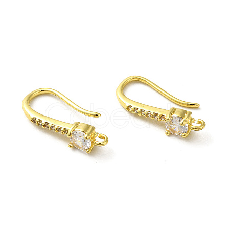 Brass Micro Pave Clear Cubic Zirconia Earring Hooks ZIRC-R112-01G-1