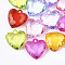 Transparent Acrylic Pendants, Faceted, Heart, Mixed Color, 28.5x27x13.5mm, Hole: 2.5mm, about 96pcs/500g