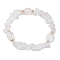 Natural Quartz Crystal Chip & Cuboid Rock Crystal Beaded Stretch Bracelets for Women, Inner Diameter: 2-1/8 inch(5.3cm)