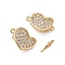 Brass Micro Pave Clear Cubic Zirconia Box Clasps, Heart, Real 18K Gold Plated, 12x18x6mm, Hole: 1.2mm