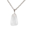 Iron Rolo Chains Necklaces, Natural Quartz Crystal Pendant Necklaces, Rectangle, 18.11 inch(46cm)