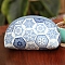 DIY Flower Pattern Moon-shaped Cosmetic Bag Embroidery Kit, including Embroidery Needles & Thread, Cotton Linen Fabric, Cornflower Blue, 17x12x8cm