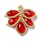 Glass Seed Beaded Woven Pendants, Leaf, Red, 35.5x35.5x7.5mm, Hole: 1.5mm