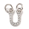 Initial Letter Brass with Cubic Zirconia Charms, Platinum, Long-Lasting Plated, Lead Free & Cadmium Free, Letter U, 10.5x8x1.5mm, ring: 5x1mm, inner diameter: 3mm