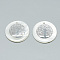 Freshwater Shell Pendants, Covered with Iron Findings, Flat Round with Tree of Life, Platinum, 30~31x2~3mm, Hole: 1.8mm