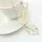 Alloy Pendant Necklaces, Jewelry for Women, Golden, Leaf, 24.21 inch(61.5cm)