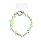 Glass & Iron Beads Mobile Straps, with Mobile Phone Lanyard Patch, Heart, Light Green, 20cm