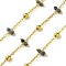 Handmade Faceted Natural Lapis Lazuli Beaded Chains, Soldered, with Spool, Long-Lasting Plated, Real 18K Gold Plated, Lead Free & Cadmium Free, Links: 9.5x2.5~3mm, Beads: 4mm