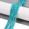 Natural White Jade Beads Strands, Faceted Rondelle, Dyed, Cyan, 4~4.5x3mm, Hole: 1mm, about 112~121pcs/strand, 13.54''~13.98''(34.4~35.5cm)