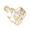 Brass Micro Pave Clear Cubic Zirconia Charms, Heart Charm, Real 18K Gold Plated, 9x11x3mm, Hole: 1mm