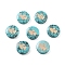 Synthetic Turquoise Beads, with Golden Tone Brass Slices, Flat Round, Heart, 15x4mm, Hole: 1mm