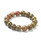 Natural Unakite Beaded Stretch Bracelets, Round, Beads: 12~12.5mm, Inner Diameter: 2-1/8 inch(5.4cm)