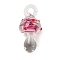 Handmade Lampwork Pendants, Mushroom, Pink, 26x12x12mm, Hole: 2.5mm