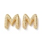 Rack Plating Brass Micro Pave Cubic Zirconia Slide Charms, Long-Lasting Plated, Lead Free & Cadmium Free, Real 18K Gold Plated, Letter, Letter M, 14x13x5mm, Hole: 10.4x1.6mm