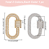 WADORN 2Pcs 2 Colors Brass Micro Pave Clear Cubic Zirconia Screw Carabiner Lock Charms ZIRC-WR0001-01-2