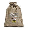 Christmas Printed Burlap Packing Pouches Drawstring Bags ABAG-Q053-02B-12-3