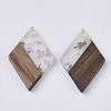 Transparent Resin & Walnut Wood Pendants RESI-T042-01-A02-1