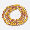 Electroplate Opaque Solid Color Glass Beads Strands EGLA-A034-P4mm-J11-2