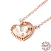 White Shell Rabbit Pendant Necklace with Clear Cubic Zirconia NJEW-G078-01RG-1