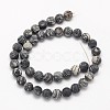 Frosted Round Natural Black Polychrome Jasper/Picasso Stone/Picasso Jasper Beads Strands G-N0166-44-4mm-3