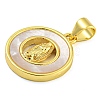 Real 18K Gold Plated Brass Pendants with Shell KK-D534-05G-01-2