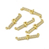 Rack Plating Brass Micro Pave Clear Cubic Zirconia Connector Charms KK-C007-37G-P-1