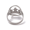 Non-Tarnish 201 Stainless Steel Oval with Crown Finger Ring RJEW-J051-42P-3