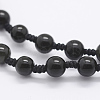 Natural Golden Sheen Obsidian Beaded Pendant Necklaces NJEW-E116-08-3
