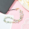 Natural Flower Amazonite Chip & CCB Plastic Round Beaded Mobile Straps HJEW-FZ00003-2