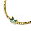 Enamel Butterfly Pendant Necklace with Curb Chains NJEW-M199-11G-2