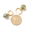 Round Natural Agate Beads Dangle Huggie Hoop Earrings EJEW-JE04718-03-3
