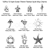 100Pcs 10 Style Ocean Theme Tibetan Style Alloy Pendants TIBEP-CJ0001-70-2