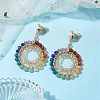 Chakra Copper Wire Wrapped Gemstone Stud Earring EJEW-TA00483-2