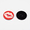 2-Hole Flat Round with Lips Pattern Acrylic Buttons BUTT-F055-01D-2