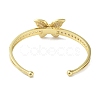 Rack Plating Brass Pave Clear Cubic Zirconia Butterfly Open Cuff Bangles for Women BJEW-R317-02G-2