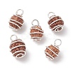 Natural Rudraksha Copper Wire Wrapped Pendants PALLOY-JF02068-02-1
