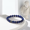 Natural Lapis Lazuli(Dyed) Round Beads Stretch Bracelets Set BJEW-JB06980-03-5