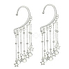 Brass Star & Glass Teardrop Tassel Earrings EJEW-JE05517-1