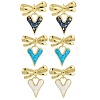 Rack Plating Heart with Bowknot Brass Stud Earrings EJEW-P277-10G-1