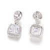 Brass Micro Pave Clear Cubic Zirconia European Dangle Charms X-OPDL-L016-13P-2