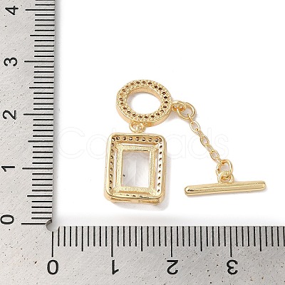 Brass Micro Pave Clear Cubic Zirconia Toggle Clasps KK-N254-87G-1