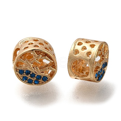 Rack Plating Alloy Rhinestone European Beads PALLOY-P307-06G-1