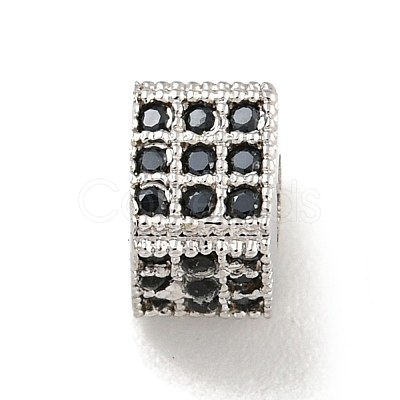 Brass Micro Pave Black Cubic Zirconia Beads KK-G493-37B-P02-1